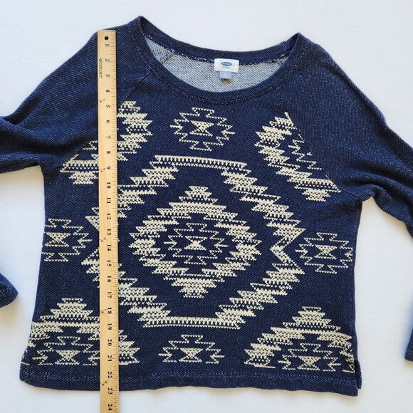 Old Navy Blue Cream Aztec Print Sweatshirt Southwest Comfy Cozy Casual Fall Cute - Picture 8 of 8